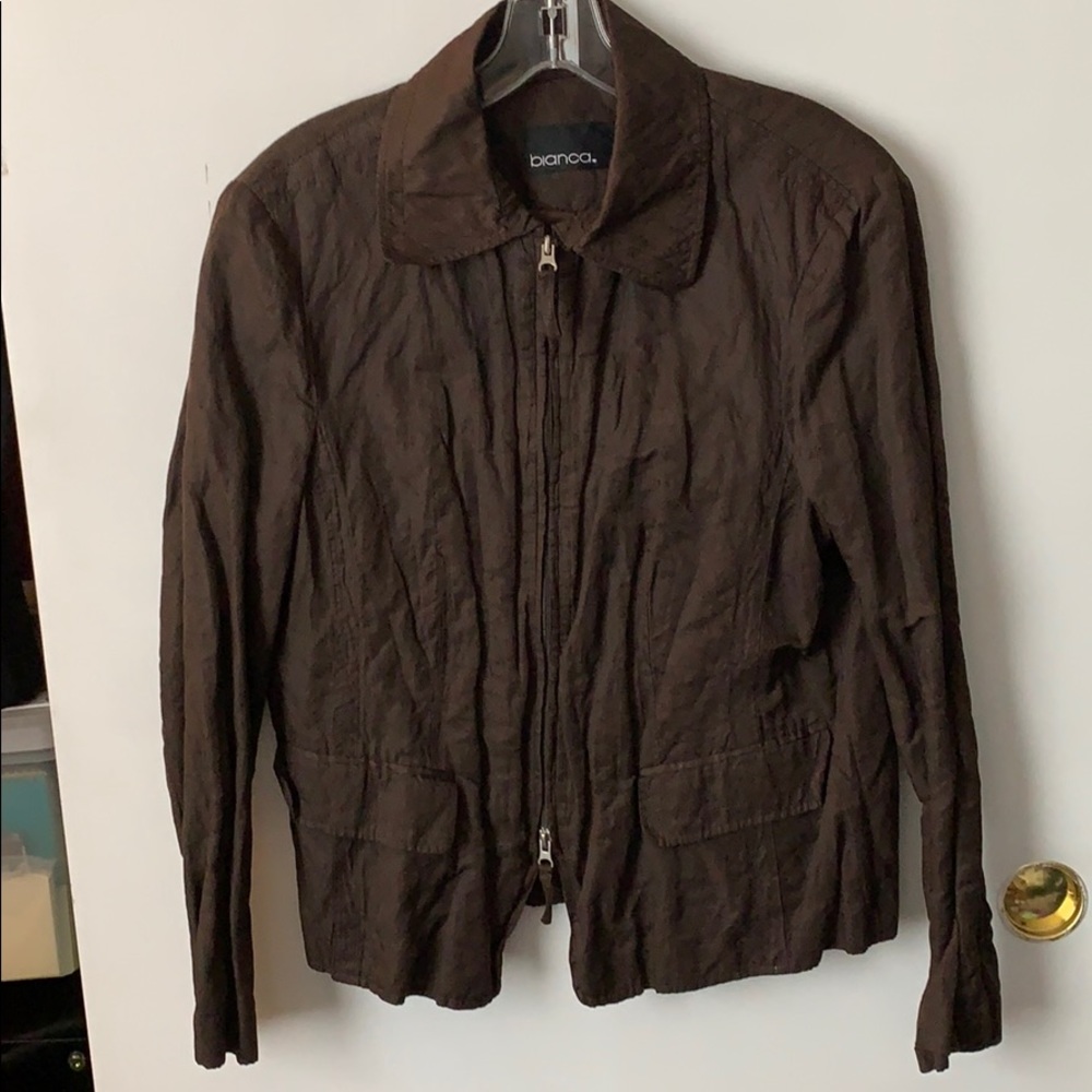 Cute crinkle Jacket in chocolate brown